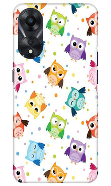 Owl Baground Pattern shore Mobile Back Case for Oppo A78 5G (Design - 13)