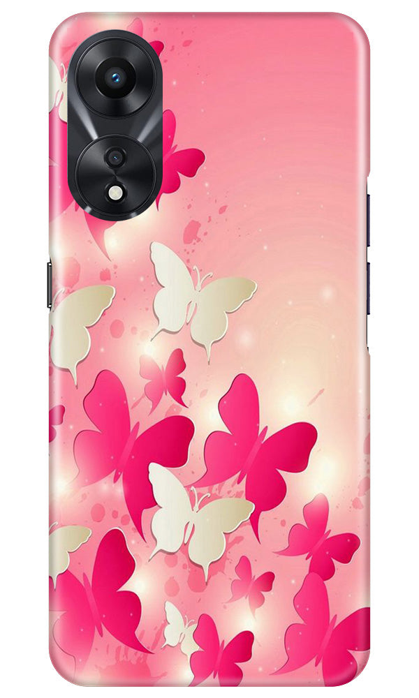 White Pick Butterflies Case for Oppo A78 5G