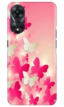 White Pick Butterflies Mobile Back Case for Oppo A78 5G (Design - 28)