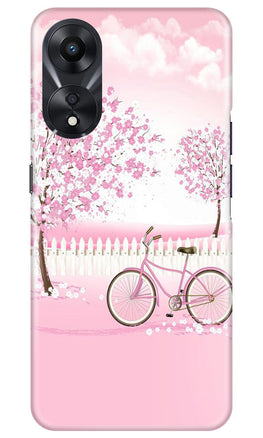 Pink Flowers Cycle Case for Oppo A78 5G(Design - 102)