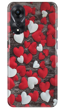 Red White Hearts Mobile Back Case for Oppo A78 5G  (Design - 105)