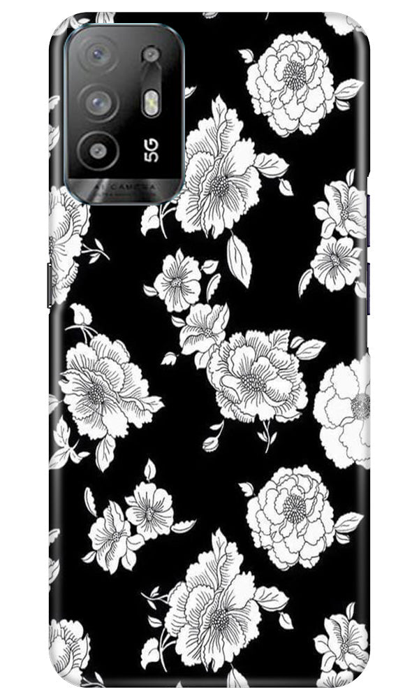 White flowers Black Background Case for Oppo A94