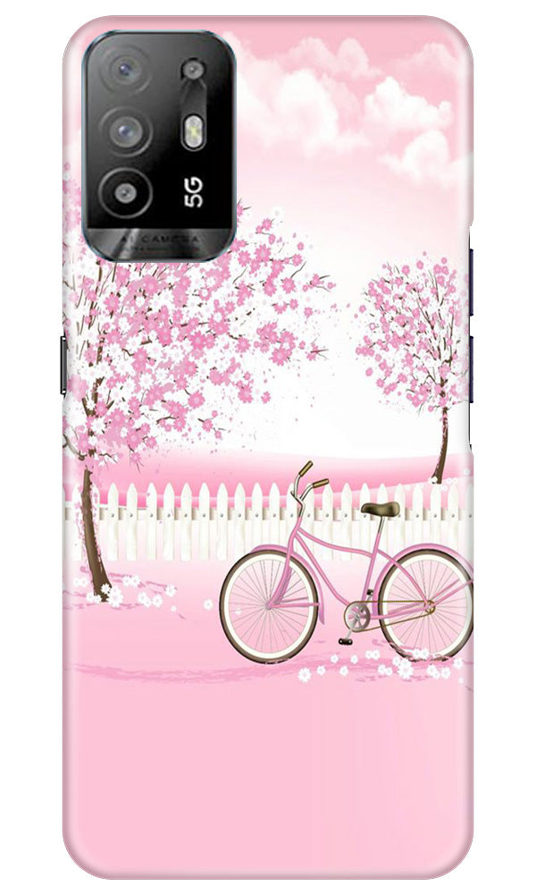 Pink Flowers Cycle Case for Oppo A94(Design - 102)