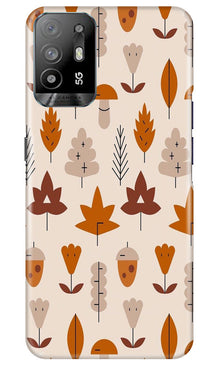 Leaf Pattern Art Mobile Back Case for Oppo A94  (Design - 132)