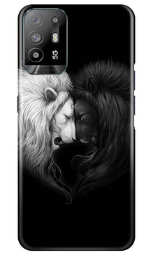 Dark White Lion Mobile Back Case for Oppo A94  (Design - 140)
