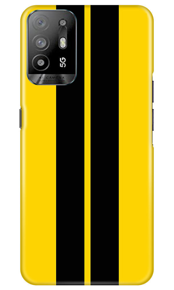 Black Yellow Pattern Mobile Back Case for Oppo A94 (Design - 336)