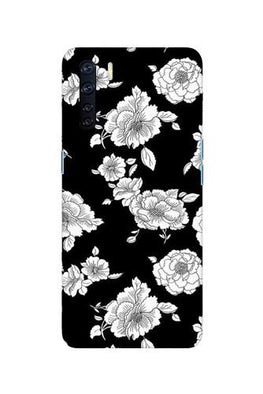 White flowers Black Background Case for Oppo F15