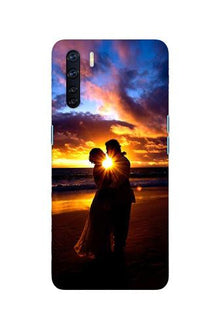 Couple Sea shore Mobile Back Case for Oppo F15 (Design - 13)