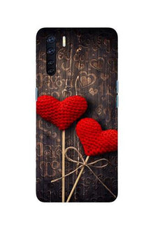 Red Hearts Mobile Back Case for Oppo F15 (Design - 80)