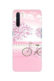 Pink Flowers Cycle Mobile Back Case for Oppo F15  (Design - 102)