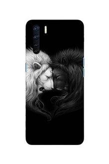 Dark White Lion Mobile Back Case for Oppo F15  (Design - 140)