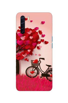 Red Heart Cycle Mobile Back Case for Oppo F15 (Design - 222)