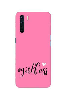 Girl Boss Pink Mobile Back Case for Oppo F15 (Design - 269)