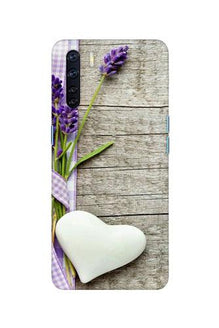 White Heart Mobile Back Case for Oppo F15 (Design - 298)