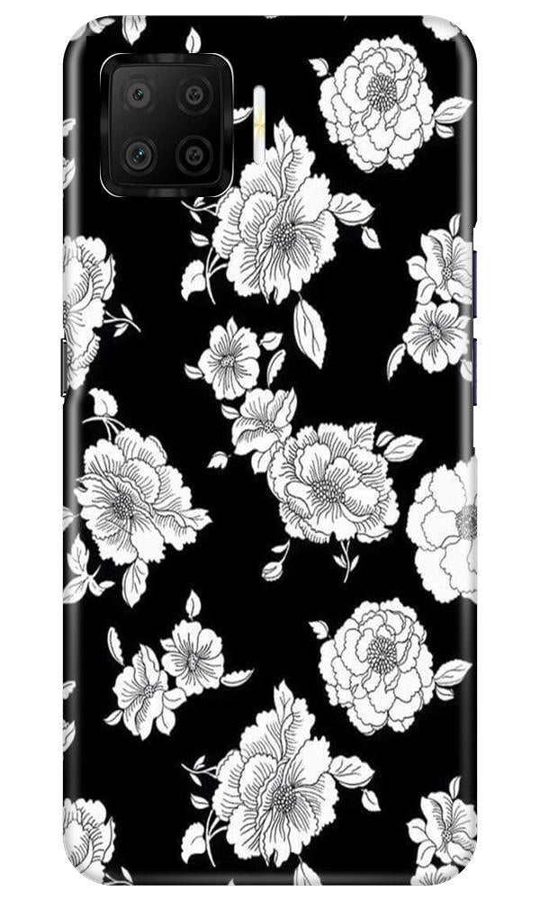 White flowers Black Background Case for Oppo F17