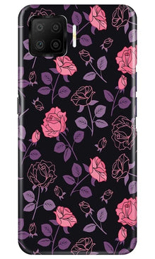 Rose Black Background Mobile Back Case for Oppo F17 (Design - 27)