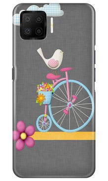 Sparron with cycle Mobile Back Case for Oppo F17 (Design - 34)