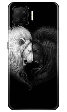 Dark White Lion Mobile Back Case for Oppo F17  (Design - 140)