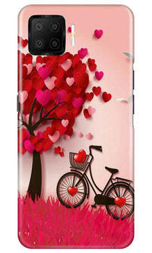 Red Heart Cycle Mobile Back Case for Oppo F17 (Design - 222)