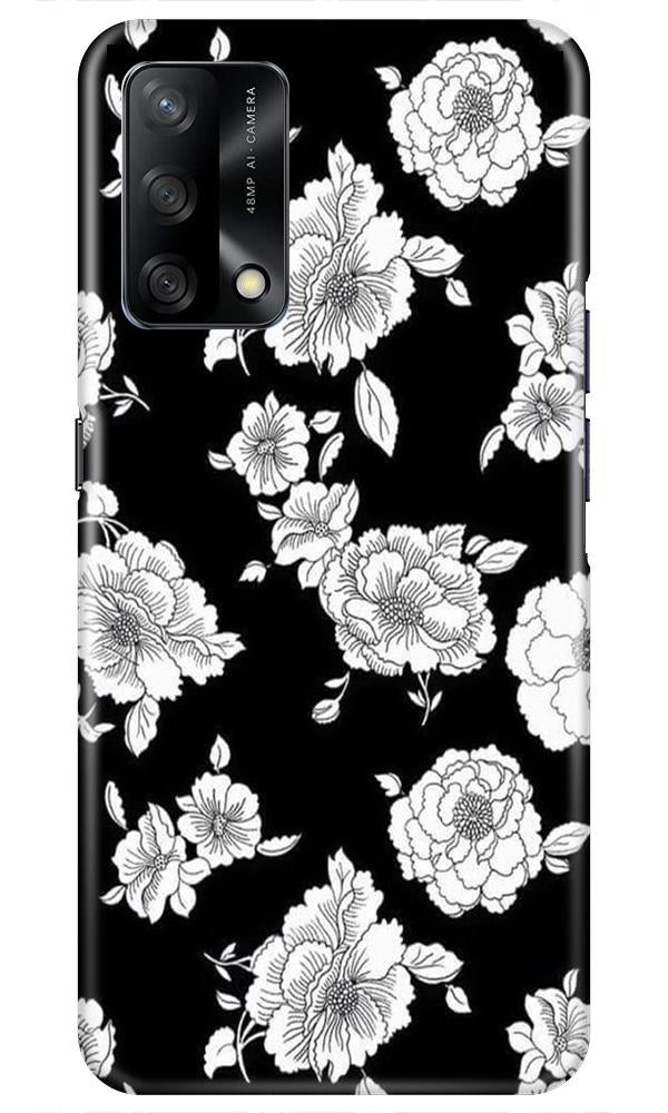 White flowers Black Background Case for Oppo F19