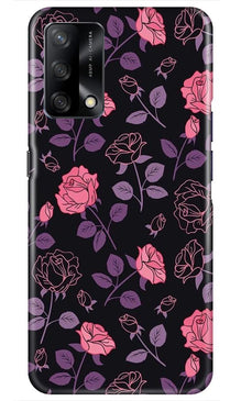 Rose Black Background Mobile Back Case for Oppo F19 (Design - 27)