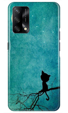 Moon cat Mobile Back Case for Oppo F19 (Design - 70)