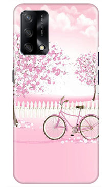 Pink Flowers Cycle Mobile Back Case for Oppo F19  (Design - 102)