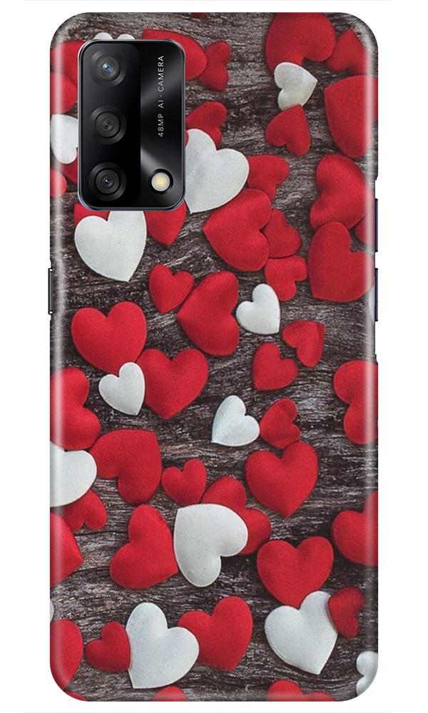 Red White Hearts Case for Oppo F19  (Design - 105)