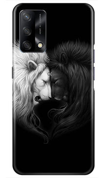 Dark White Lion Mobile Back Case for Oppo F19  (Design - 140)
