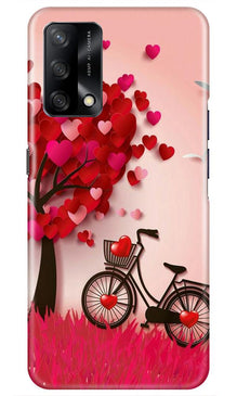 Red Heart Cycle Mobile Back Case for Oppo F19 (Design - 222)