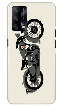 MotorCycle Mobile Back Case for Oppo F19 (Design - 259)