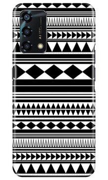 Black white Pattern Mobile Back Case for Oppo F19s (Design - 5)