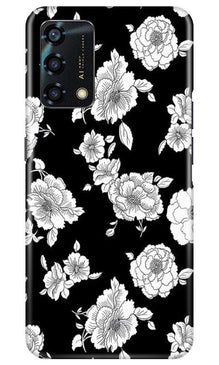 White flowers Black Background Mobile Back Case for Oppo F19s (Design - 9)