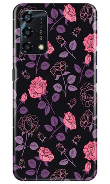 Rose Black Background Mobile Back Case for Oppo F19s (Design - 27)