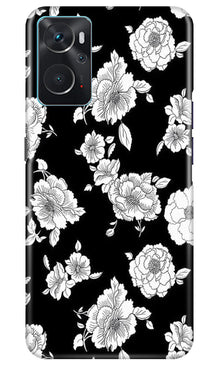 White flowers Black Background Mobile Back Case for Oppo K10 (Design - 9)