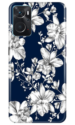 White flowers Blue Background Case for Oppo K10