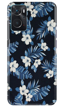 White flowers Blue Background2 Mobile Back Case for Oppo K10 (Design - 15)