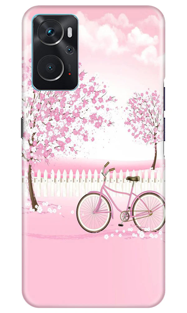 Pink Flowers Cycle Case for Oppo K10  (Design - 102)