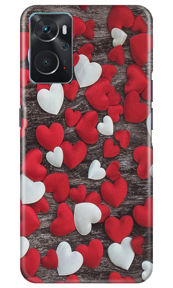 Red White Hearts Case for Oppo K10  (Design - 105)