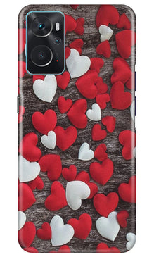 Red White Hearts Mobile Back Case for Oppo K10  (Design - 105)