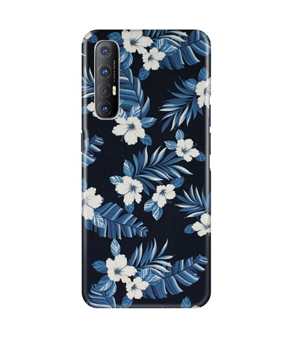 White flowers Blue Background2 Case for Oppo Reno3 Pro