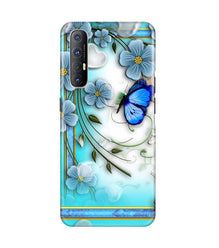 Blue Butterfly Mobile Back Case for Oppo Reno3 Pro (Design - 21)