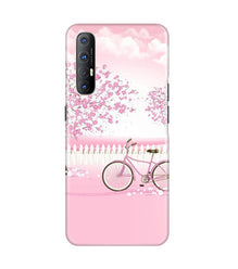Pink Flowers Cycle Mobile Back Case for Oppo Reno3 Pro  (Design - 102)