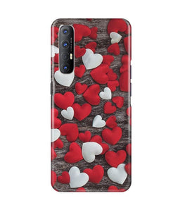 Red White Hearts Case for Oppo Reno3 Pro(Design - 105)