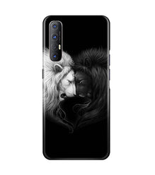 Dark White Lion Mobile Back Case for Oppo Reno3 Pro  (Design - 140)