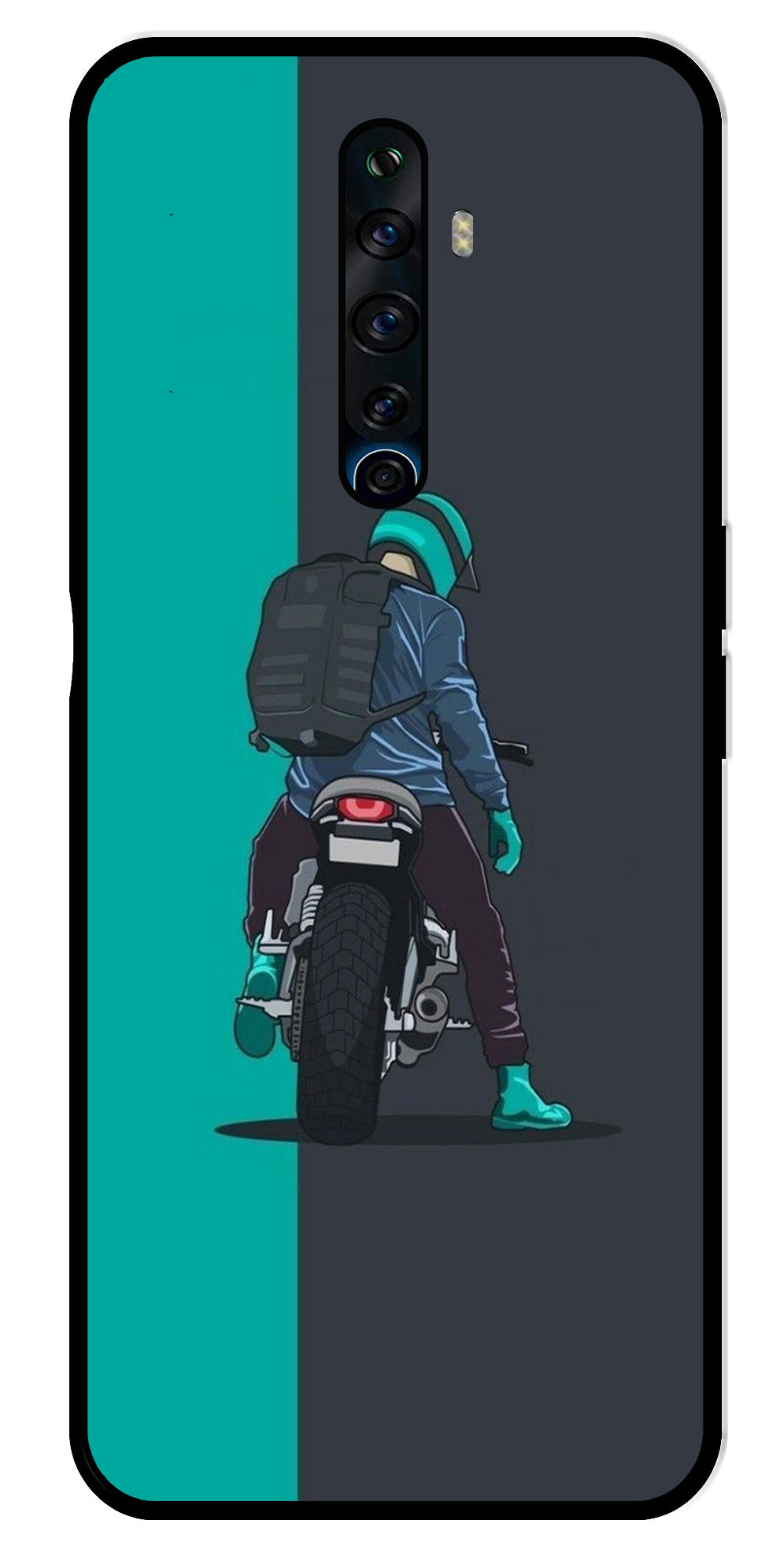 Bike Lover Metal Mobile Case for Oppo Reno 2Z   (Design No -05)