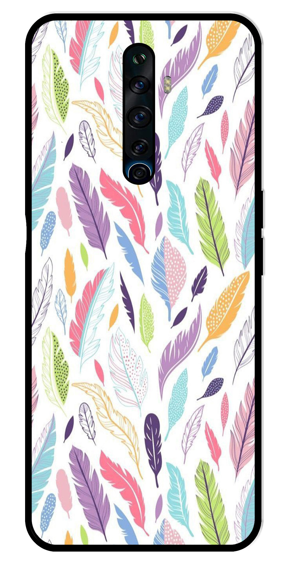 Colorful Feathers Metal Mobile Case for Oppo Reno 2Z   (Design No -06)