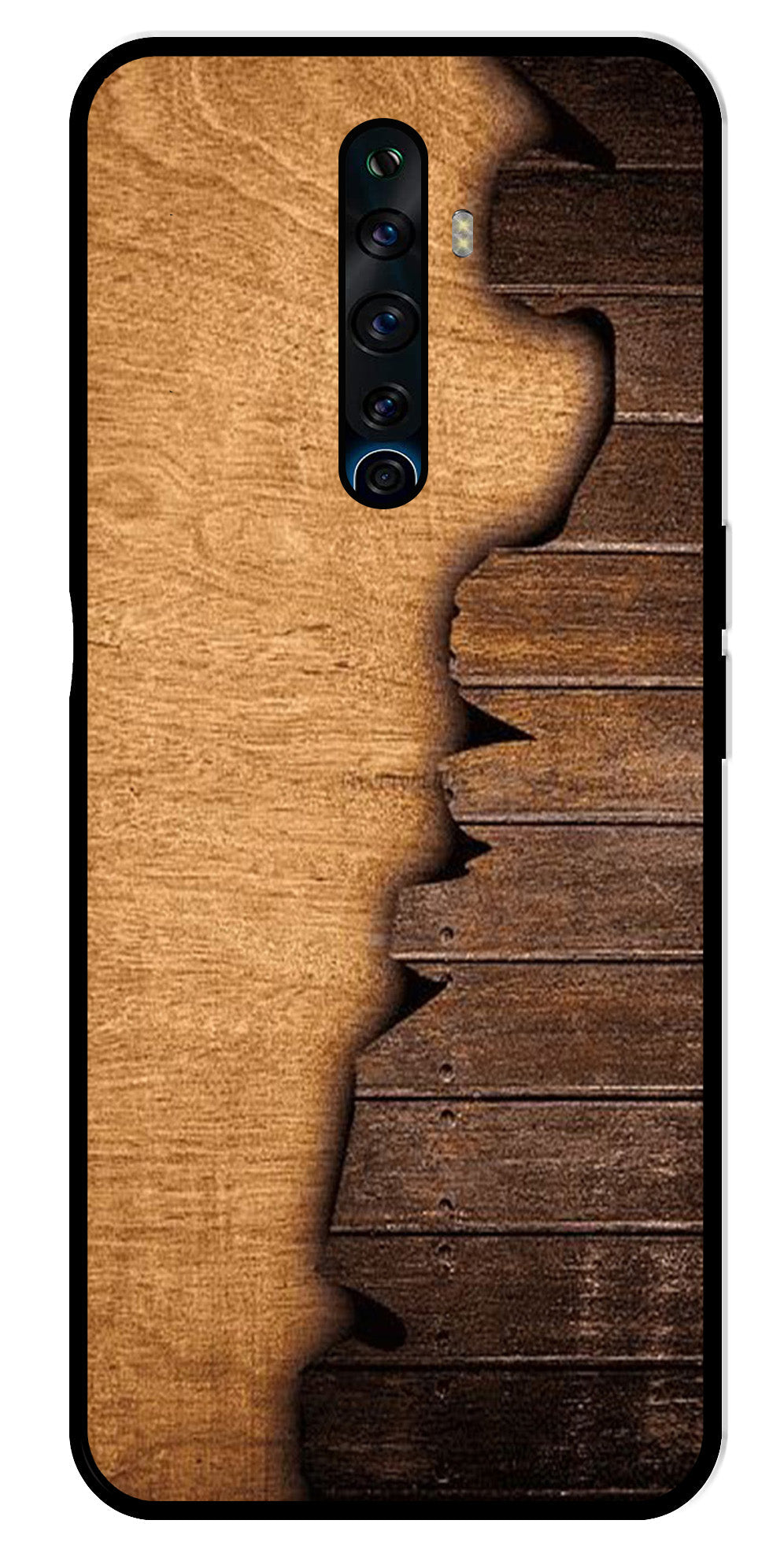Wooden Design Metal Mobile Case for Oppo Reno 2Z   (Design No -13)