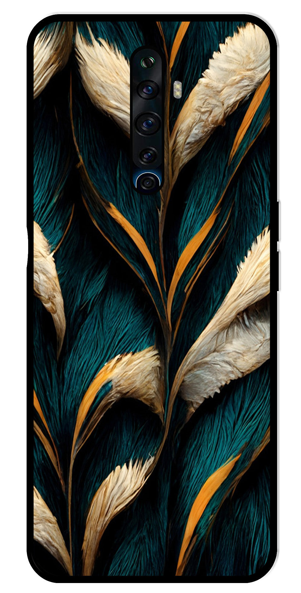 Feathers Metal Mobile Case for Oppo Reno 2Z   (Design No -30)