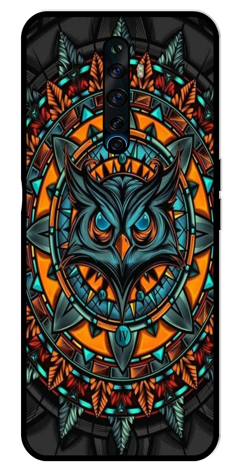 Owl Pattern Metal Mobile Case for Oppo Reno 2Z   (Design No -42)